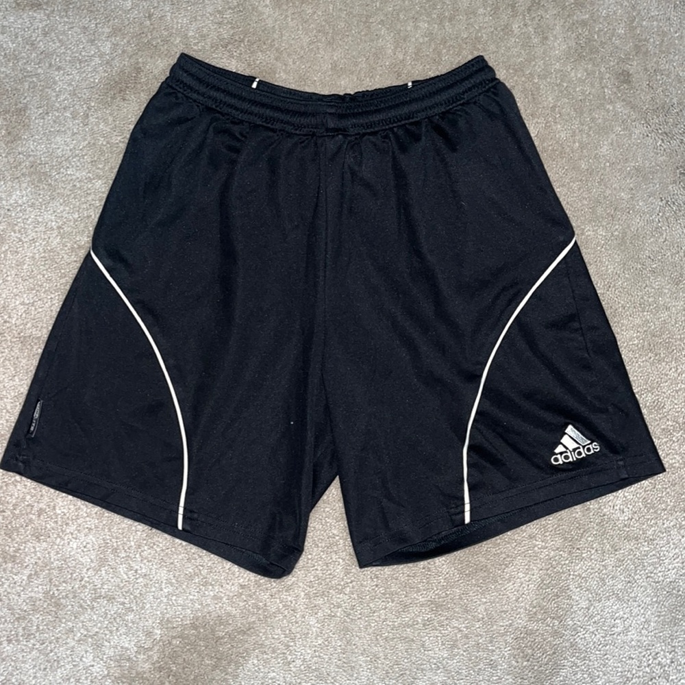 ADIDAS YOUTH BOYS CLIMALITE SHORTS BLACK WHITE STRIPE SIZE L